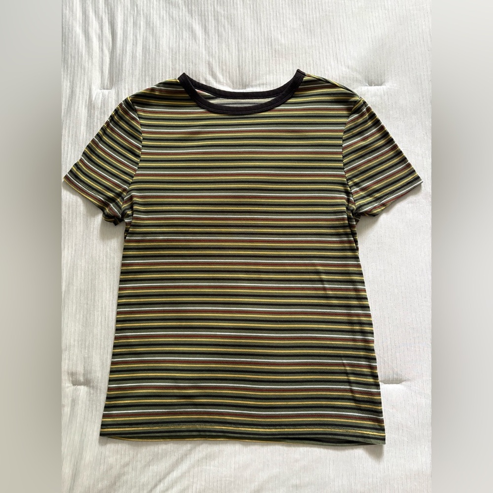 No Boundaries Multicolor Striped Short Sleeve Tee